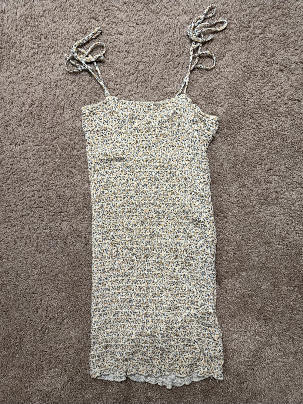 Tres Bien Cream, Yellow & Blue Knit Tie-Shoulder Midi Dress